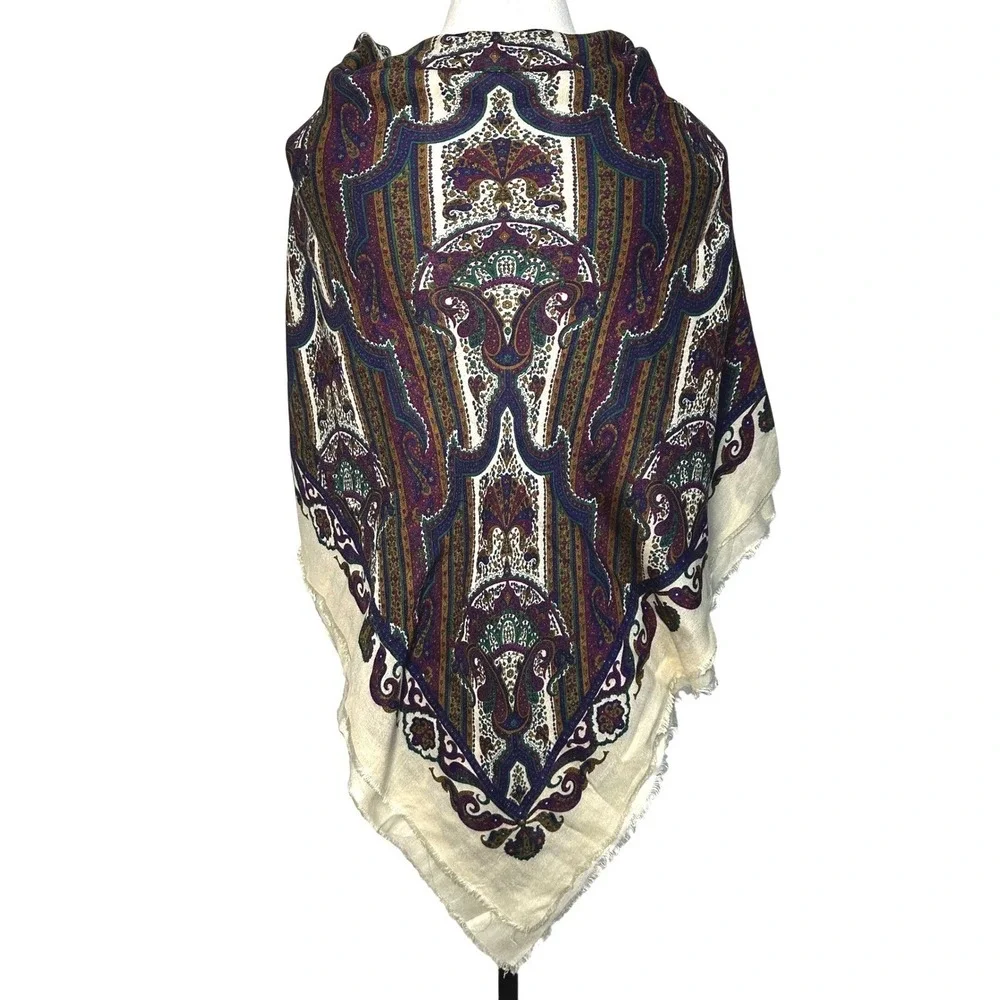 VTG 70s Mark Henry Collection Paisley Scarf 46' Square Paisley Floral Italy Made